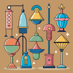 Lamp set various vector art illustration file 