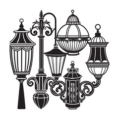 Lamp set various vector art illustration file 