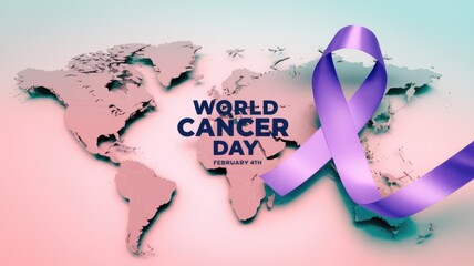 Obraz premium World Cancer Day observed on February 4th with purple ribbon