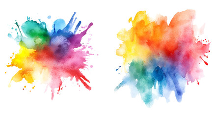 Fototapeta premium Set colorful splashes watercolor clipart isolated