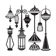 Lamp set various vector art illustration file 