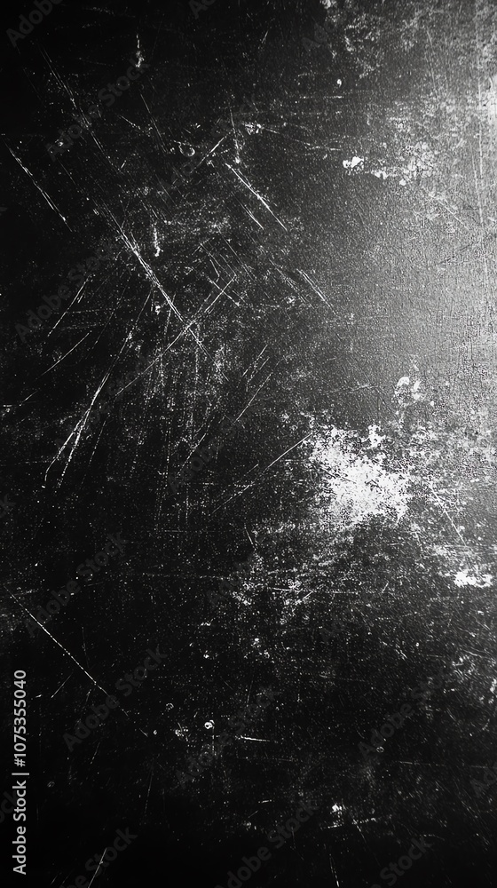 Poster abstract black and white background with scratches and texture.