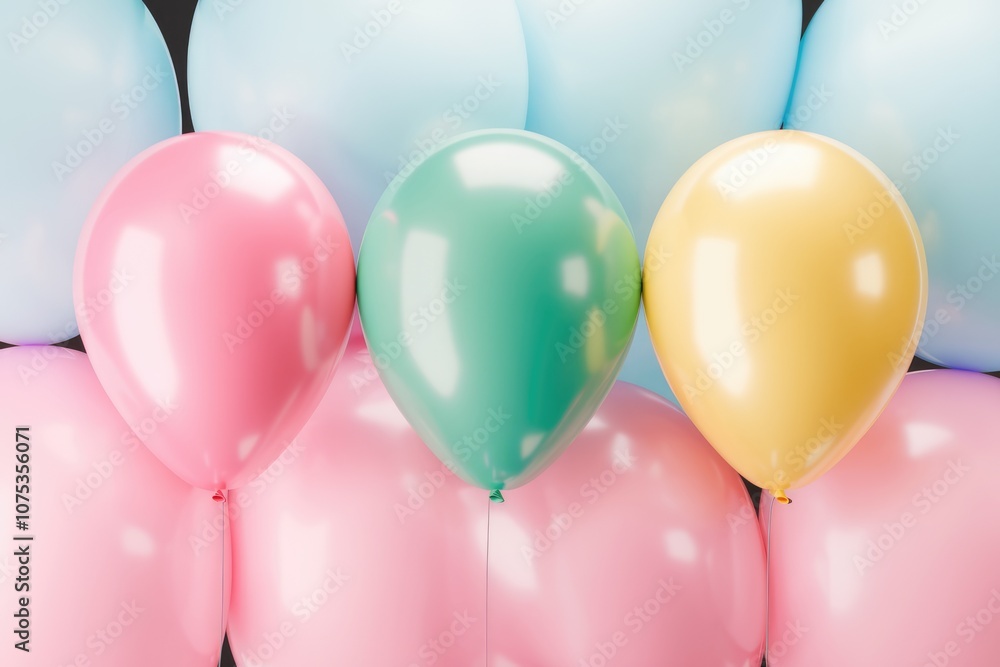 Aufkleber pastel balloons arranged in a row a festive display.