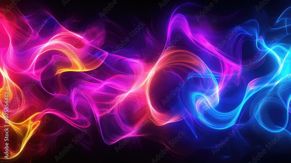 Aufkleber bright abstract neon multicolor lines create a dynamic animated background in this captivating line 