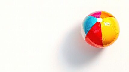 Fototapeta premium Vibrant Beach Ball Isolated on White Background, Perfect for Summer Themes and Fun Activities, Ideal for Usage in Marketing and Creative Designs