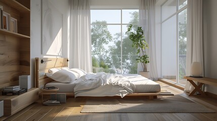 Beautiful Colored Mockup Bedroom Interior Blank Poster Decoration Art Background Image, generative AI