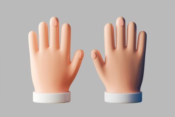 Obraz premium Two cartoon hands with open palms facing outwards on a gray background.