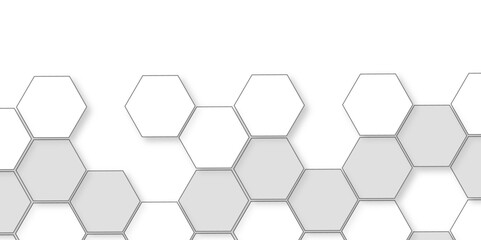 Abstract white background with hexagon and hexagonal background. Luxury white pattern with hexagons. abstract 3d hexagonal background with shadow. 3D futuristic abstract honeycomb mosaic background.
