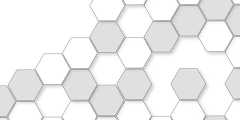 Abstract white background with hexagon and hexagonal background. Luxury white pattern with hexagons. abstract 3d hexagonal background with shadow. 3D futuristic abstract honeycomb mosaic background.