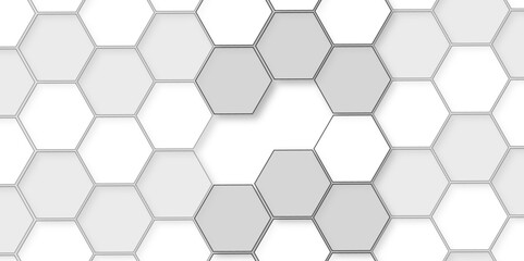 Abstract white background with hexagon and hexagonal background. Luxury white pattern with hexagons. abstract 3d hexagonal background with shadow. 3D futuristic abstract honeycomb mosaic background.