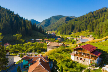 Trigrad village is a traditional village on the mountains of Rhodope, Bulgaria.