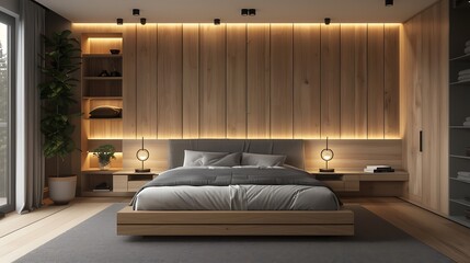 Beautiful Colored Mockup Bedroom Interior Blank Poster Decoration Art Background Image, generative AI