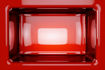 Glossy red reflective interior with bright illumination