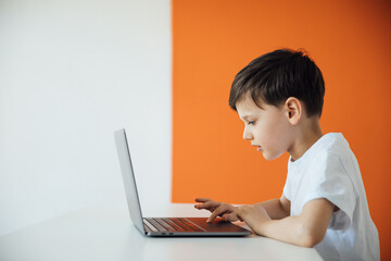 Boy Learning Online With A Laptop At Table At Home