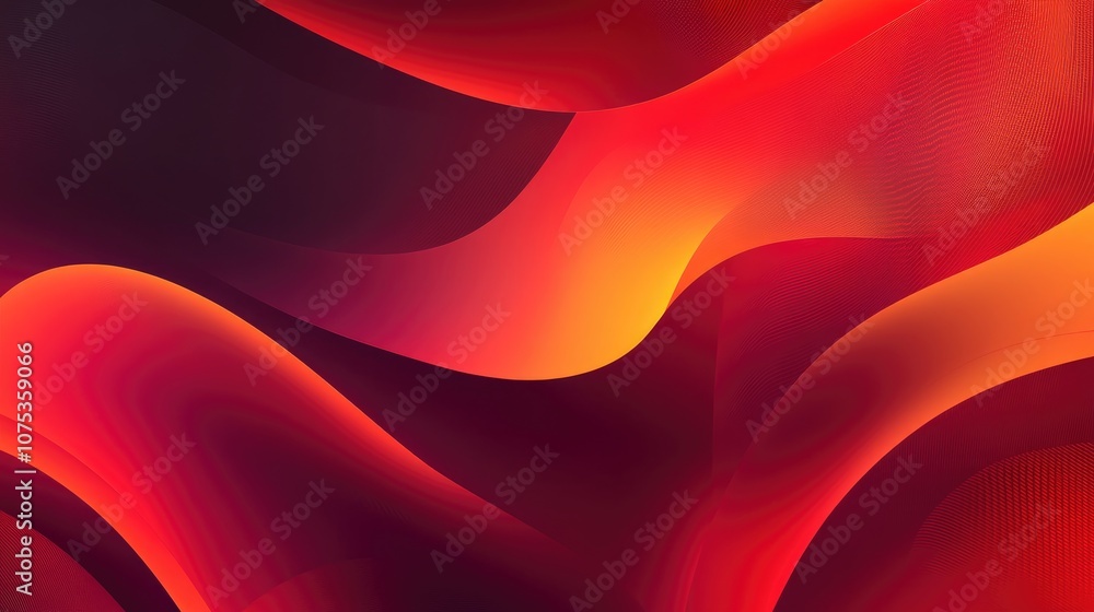 Poster abstract red gradient geometric background featuring neon light curved lines and shapes in a dynamic