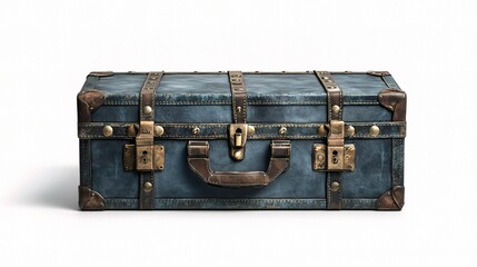 Vintage Style Suitcase Isolated on White Background, Perfect for Travel Aesthetic, Retro Photography, and Nostalgic Themes in Stock Images