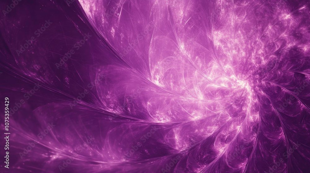 Aufkleber Abstract violet background featuring a fractal starburst with glossy lines and intricate designs