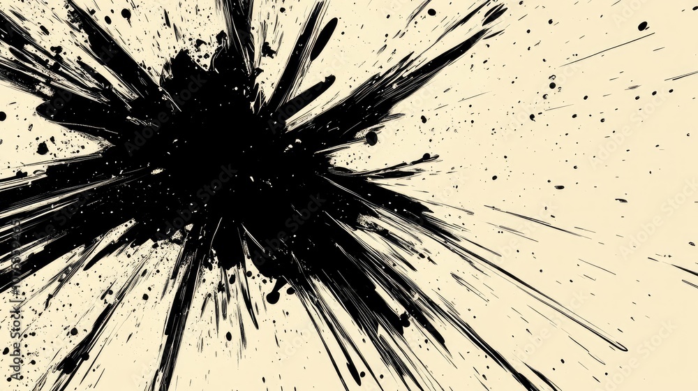 Poster abstract line art illustration featuring a glossy star explosion with dynamic lines and an attractiv