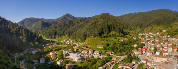 Trigrad village is a traditional village on the mountains of Rhodope, Bulgaria.