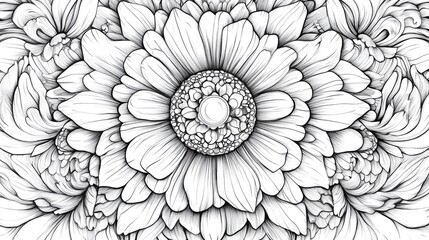 Floral talavera tile inspired round mandala line art illustration