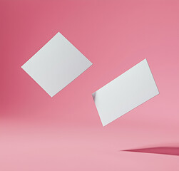Minimal white Blank Business Card Mockup on a solid color background