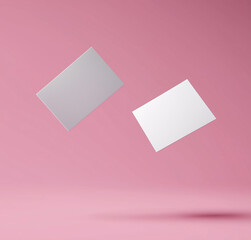 Minimal white Blank Business Card Mockup on a solid color background