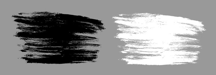 Brush strokes vector. Painted line and rectangle banners collection. Long and wide grunge backgrounds. Grain texture design elements. Black and white brush options