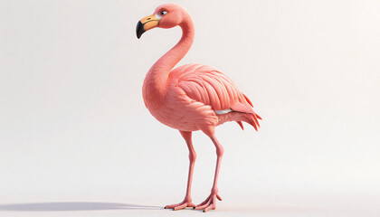 Fototapeta premium a pink flamingo standing on its hind legs