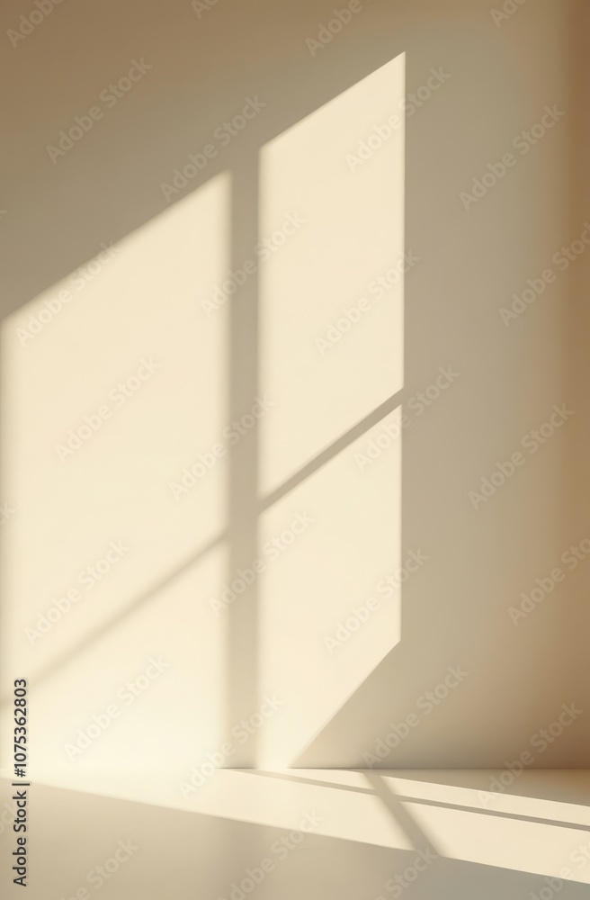 Poster sunlight streaming through minimalistic window casting soft shadows on simple wall