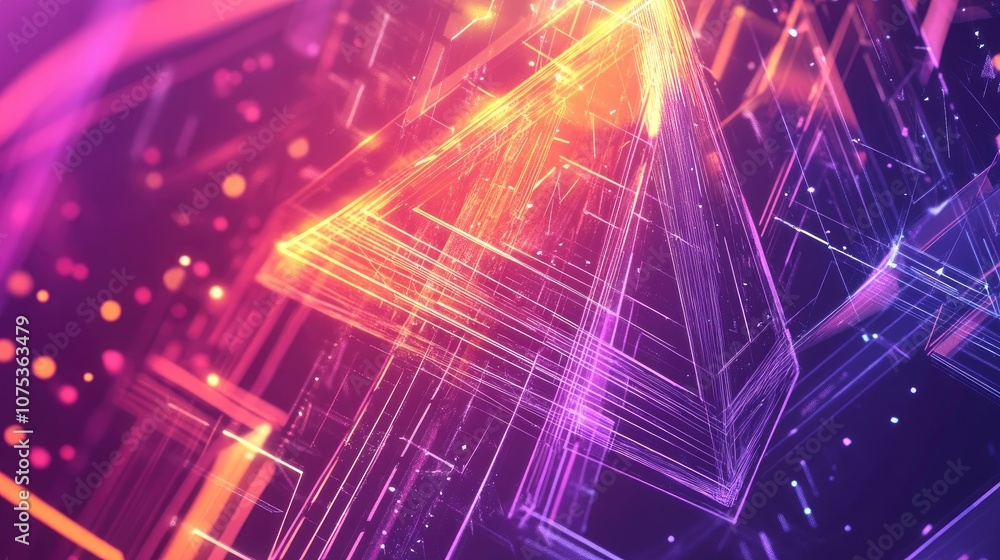 Poster low poly style line art illustration featuring a 3d triangular design suitable for business or techn