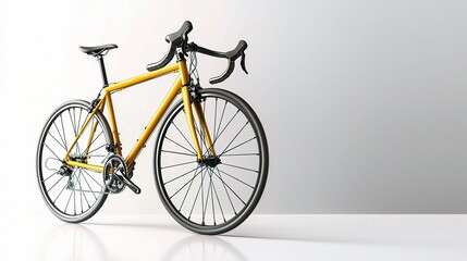 Fototapeta premium Isolated Yellow and Black Racing Sport Road Bike on a Minimalistic Background for Modern Design Inspiration and Cycling Enthusiasts