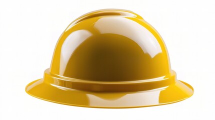 Fototapeta premium A Vibrant Yellow Hard Hat Isolated Against a Crisp White Background Perfect for Construction and Safety Related Themes in Stock Photography