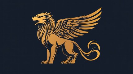 Obraz premium Create a high-definition, simple emblem of a Griffin, featuring a majestic and bold design suitable for a luxury T-shirt line. 
