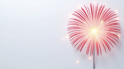Colorful firework burst on white background with sparkles