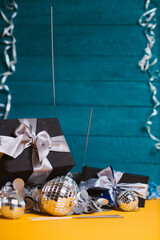 New Year's gifts with New Year's decorations