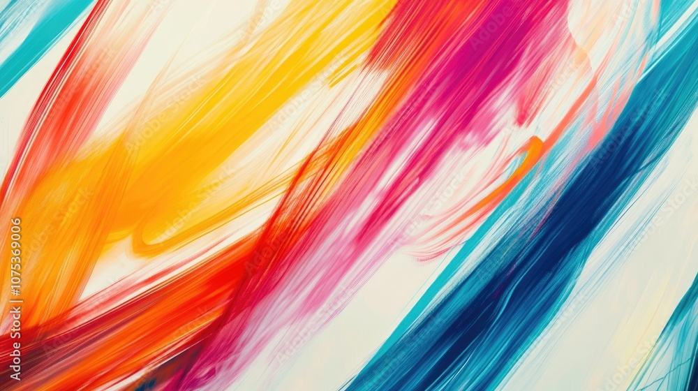 Poster abstract background featuring multicolored lines on a white canvas representing motion in a dynamic 
