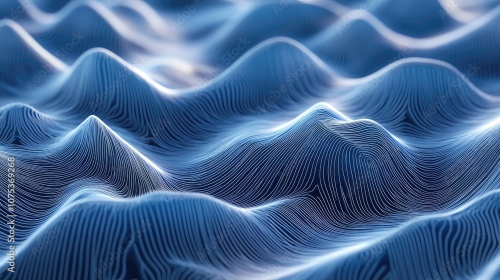 Poster line art illustration of a computer generated abstract background featuring wavy patterns
