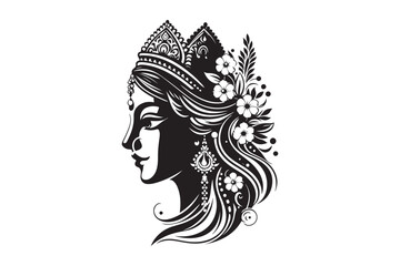 Maa Saraswati silhouette, Maa Saraswati silhouette vector 