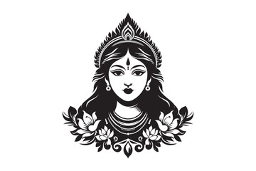 Maa Saraswati silhouette, Maa Saraswati silhouette vector 