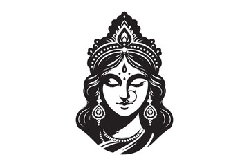 Maa Saraswati silhouette, Maa Saraswati silhouette vector 