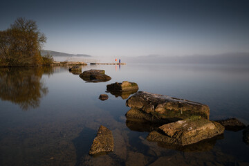 Lough Der morning, just as the mist clears ands sun starts to break through