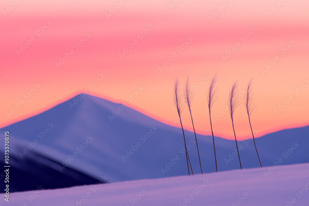 Aufkleber a mountain range is in the background with a field of grass in the foreground