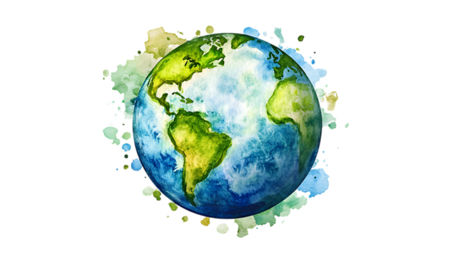Watercolor Earth Globe