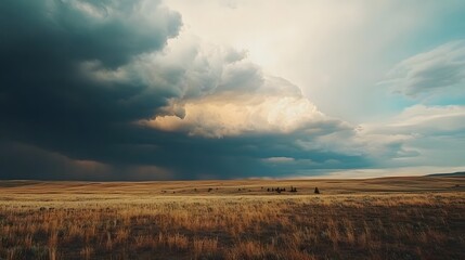 Incredible supercell spinning across Wyoming, sky full of dark storm clouds