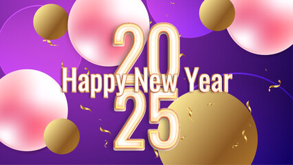 Gold Pink And Purple Violet Modern Happy New Year 2025 Design Background