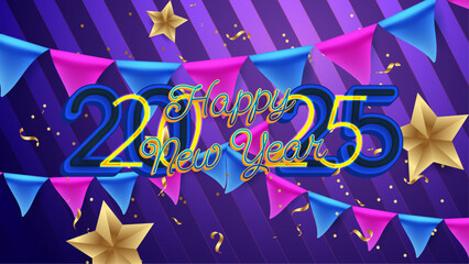 Colorful New Year Celebration 2025 Design Background