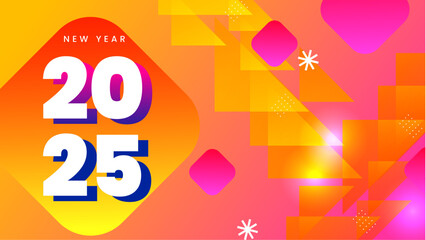 Yellow Orange Pink And White New Year Celebration 2025 Design Background