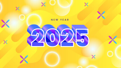 Yellow Purple Violet And Blue New Year 2025 Design Background