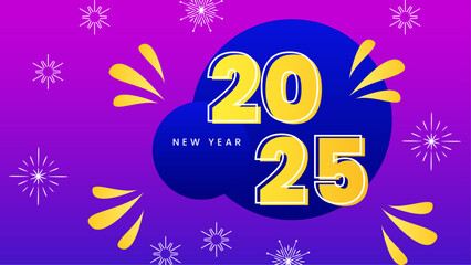 Purple Violet Blue And Yellow Elegant 2025 New Year Event Design Background