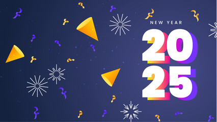 Blue Orange And White New Year Celebration 2025 Design Background